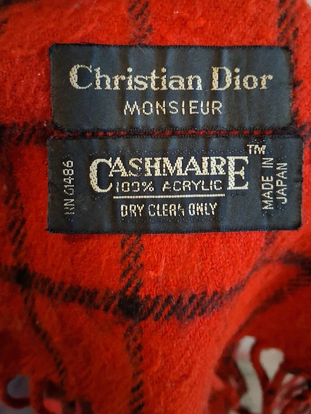 Vintage Christian Dior Cashmaire Black & Red Unisex Business Casual Scarf Wrap